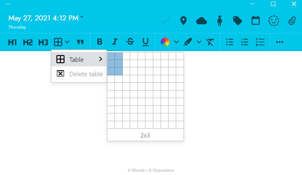 How to add a table to your mood journal entry on Journey