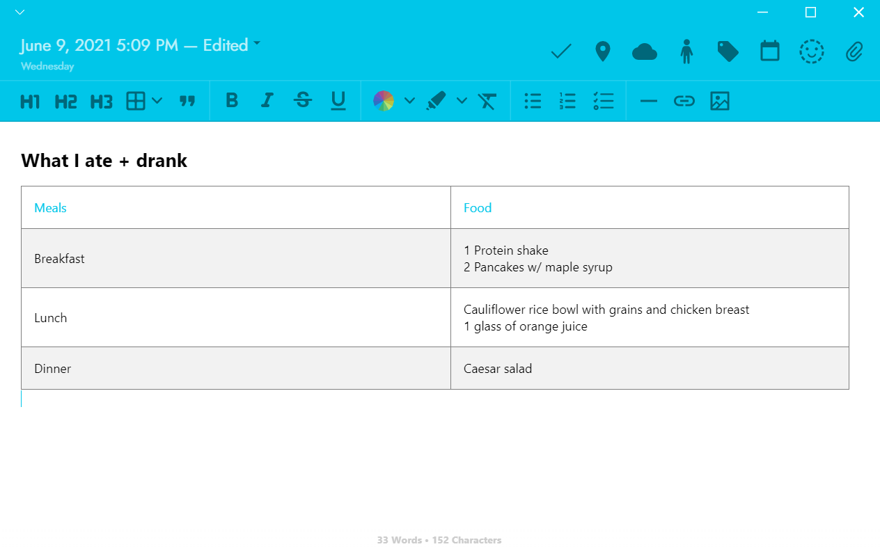 How you can record your meals in your fitness journal in Journey