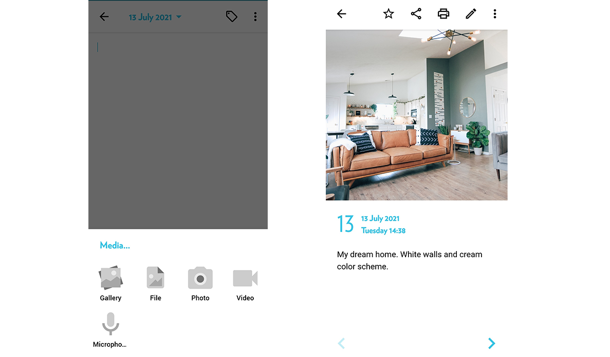 Journey allows you add images, videos and audio to your journal entries