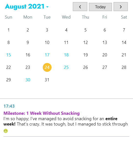 Track your journey and celebrate your successes using Journey's Calendar feature