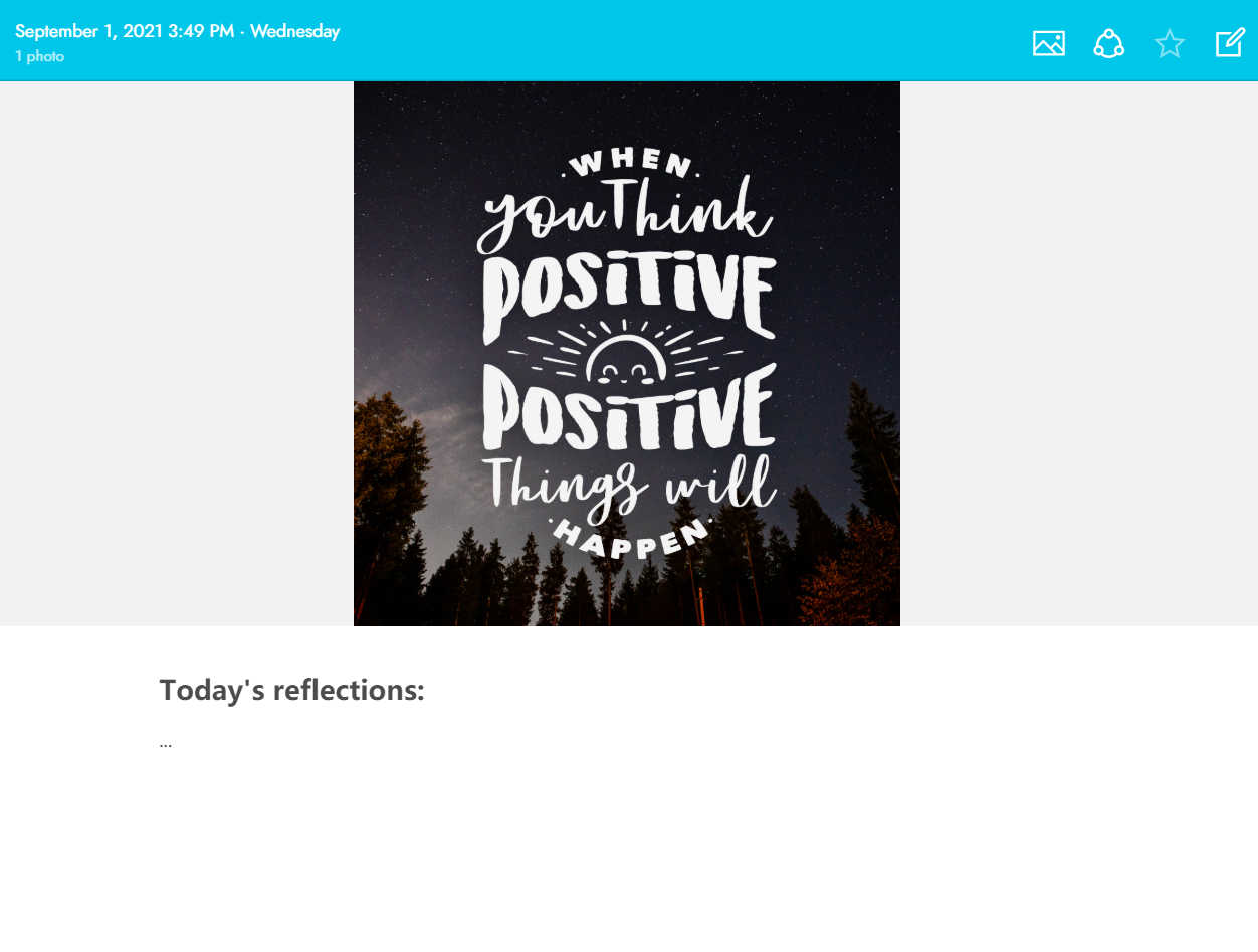 Add images of daily positive affirmations to your journal entry on Journey