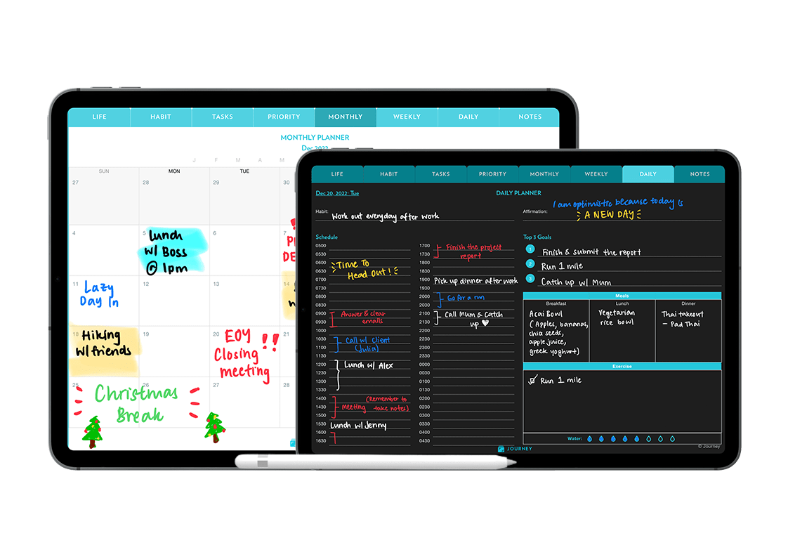 The Journey Digital Planner 2022 in Light and Dark theme