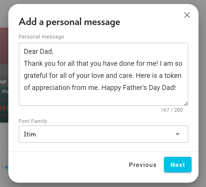Add a personal, heartfelt message to your dad with a Journey Gift Card!