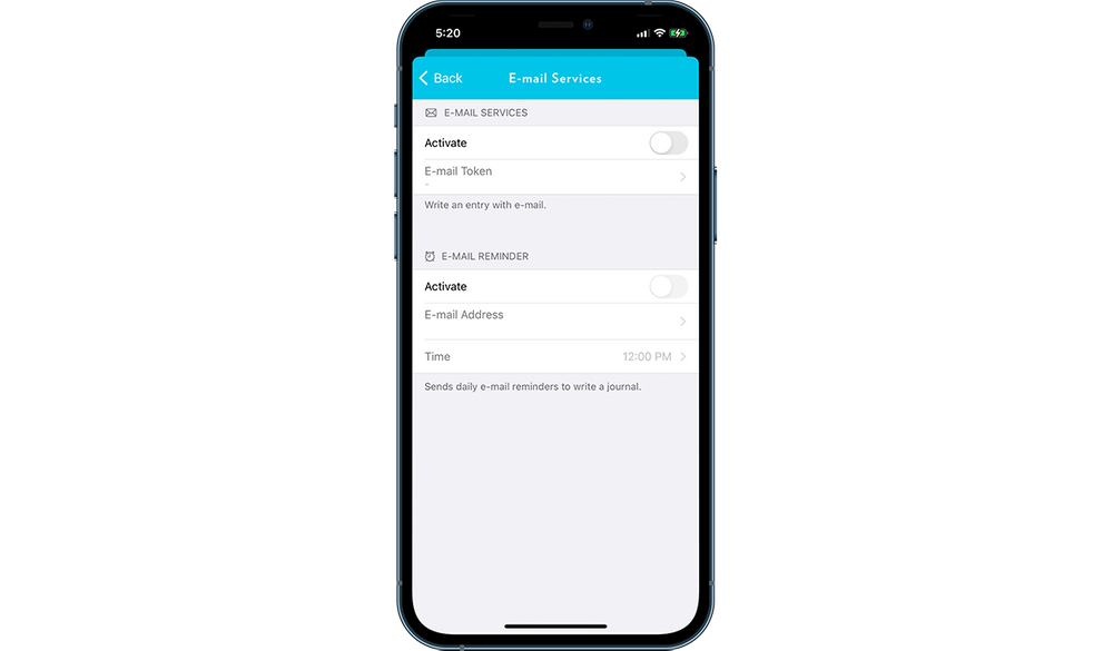 Set e-mail reminders to help you stay consistent with your journaling.