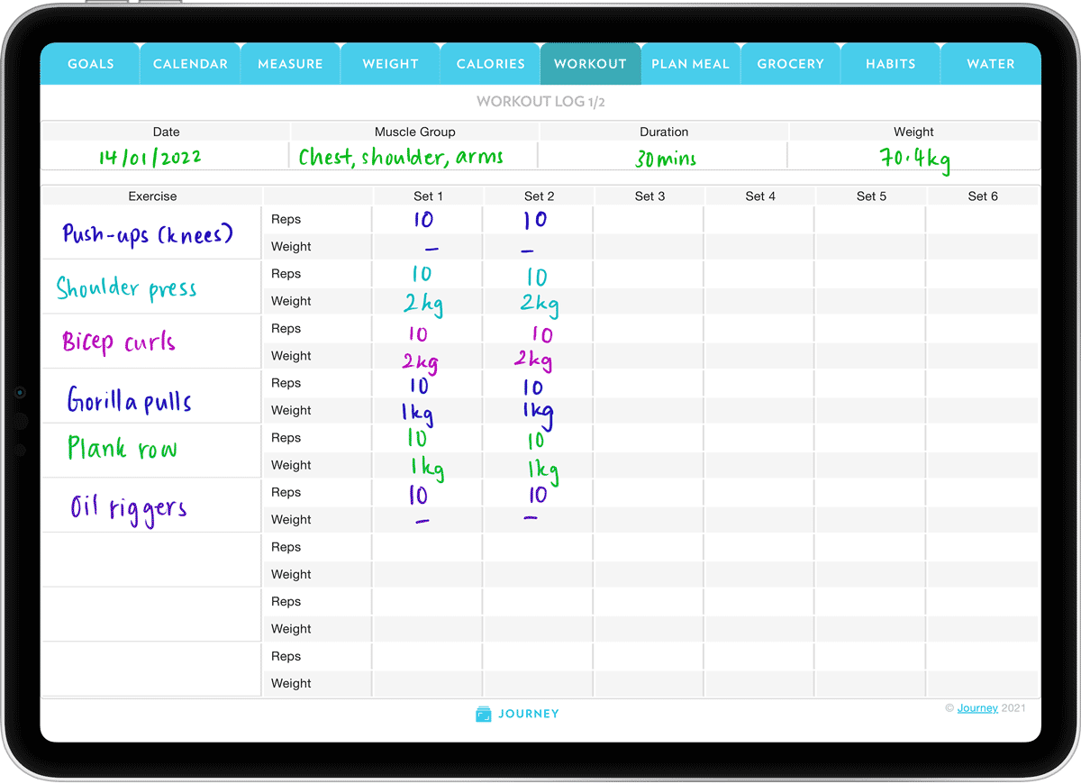 Keep track of your workouts with these daily logs.