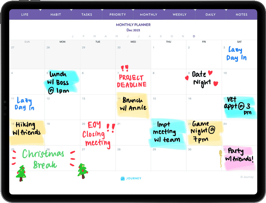 Journey's 2023 Digital Planner that equips you with multiple tools to manage your time.