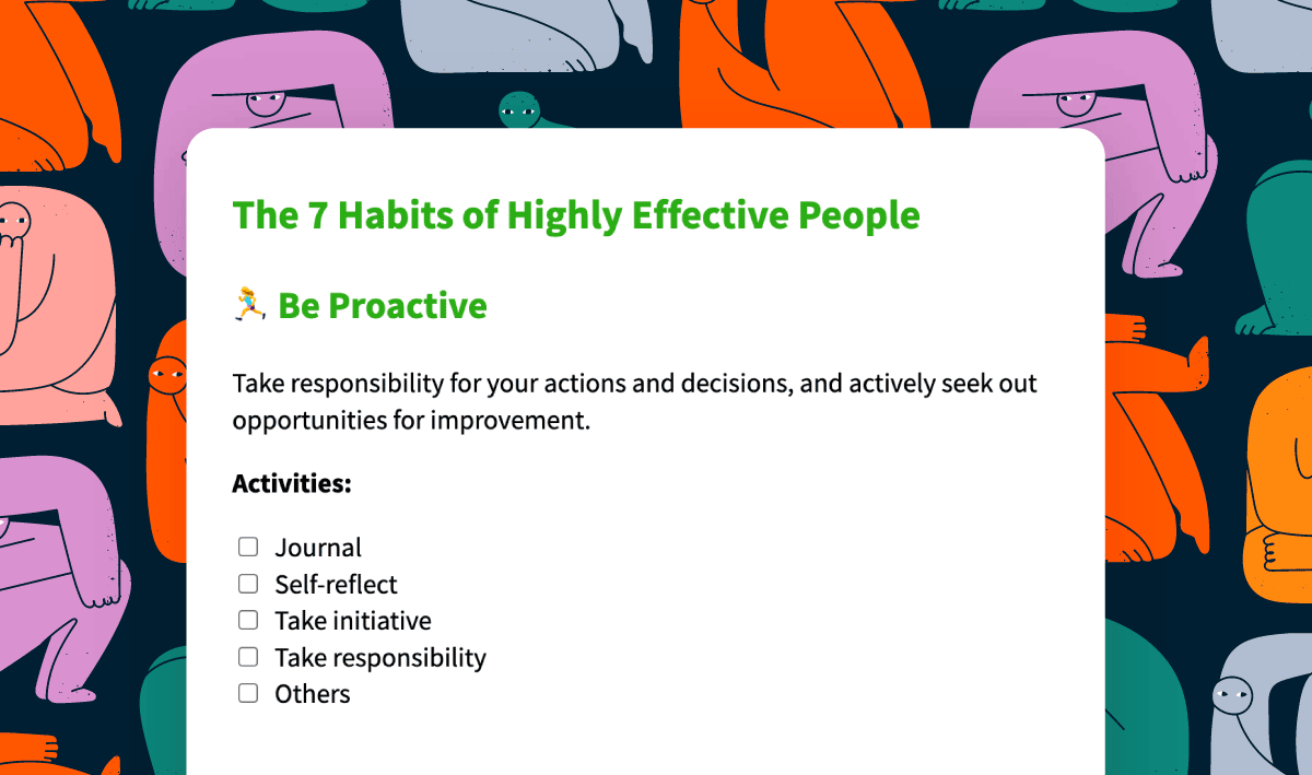Journey's 7 Habits of Highly Effective People template.