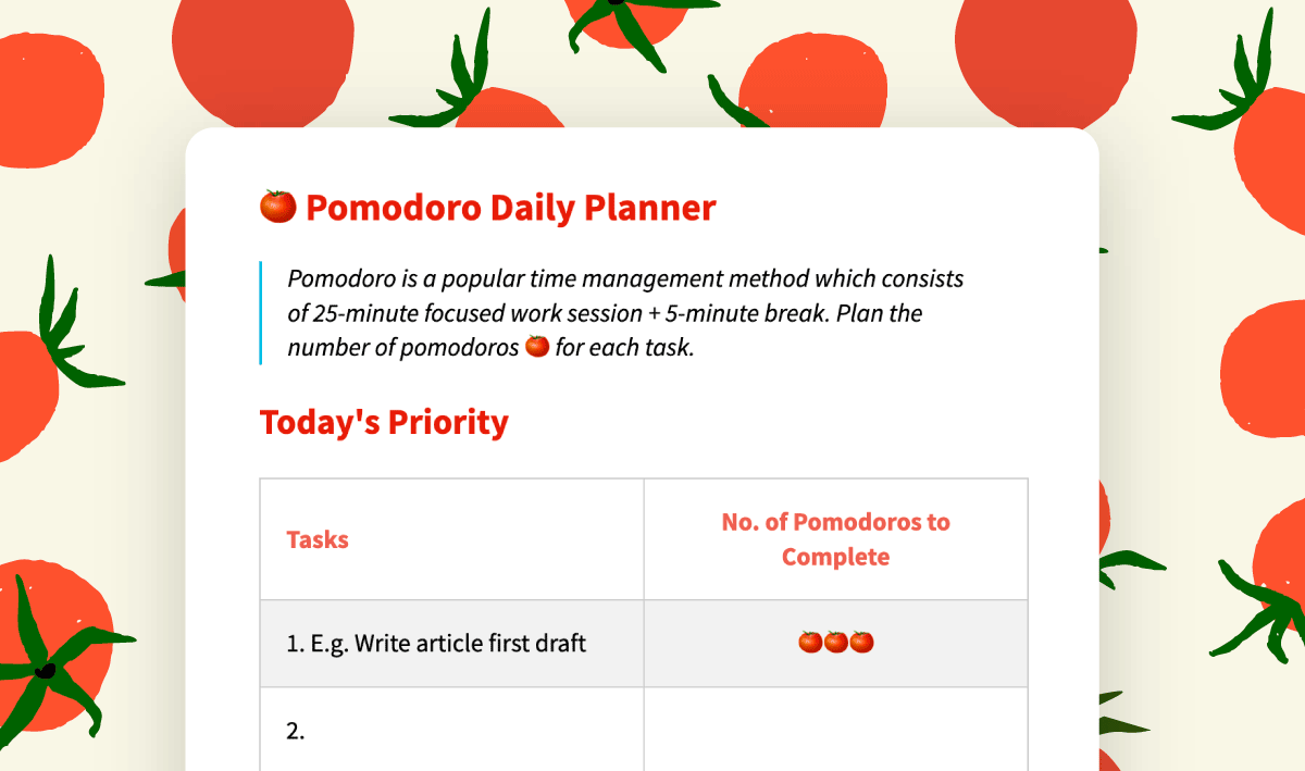 Use Journey's Pomodoro Daily Planner to plan your time efficiently.