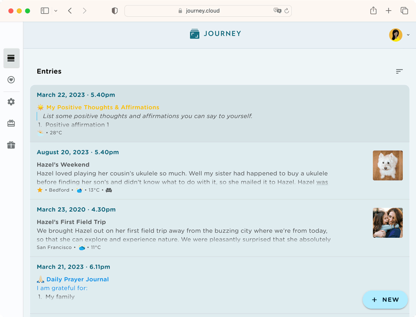 Journey Web's revamped colors and layout that would better serve your journaling experience.