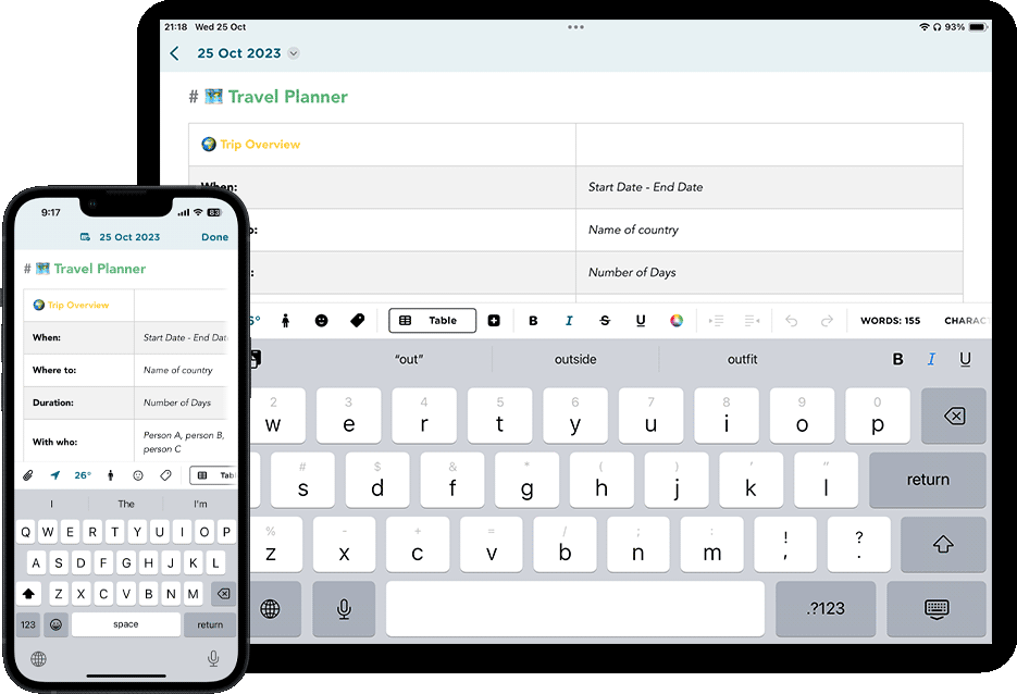 Sync your travel diary seamlessly across multiple devices, including iOS, iPad, Android, Mac, and web platforms.