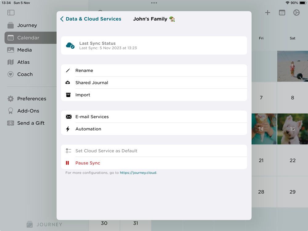 Manage your Journey Cloud Sync drive easily from your Settings.