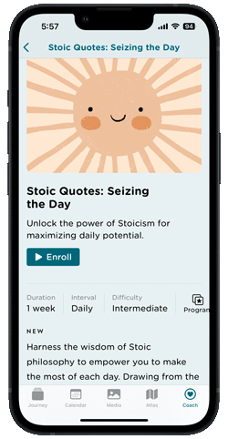 Explore hundreds of Stoic quotes in the Journey Coach library.