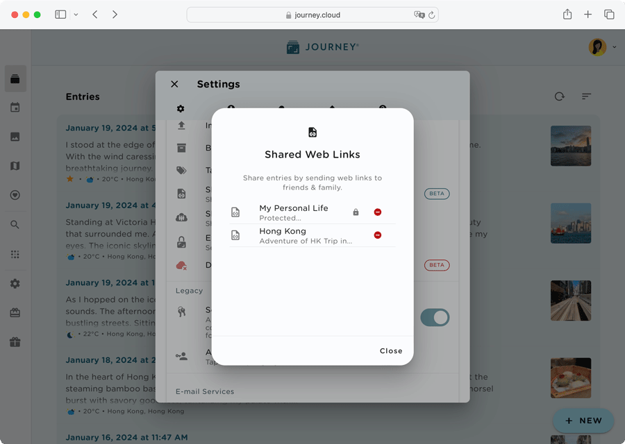 Introducing Shared Web Links: Share Your Journal Entries with Others