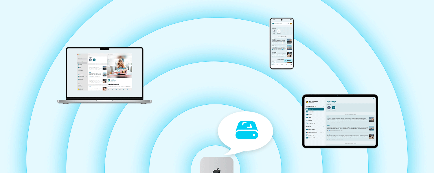 Journey Cloud Sync Self-hosted is compatible with Android, iOS, Mac, and web app.