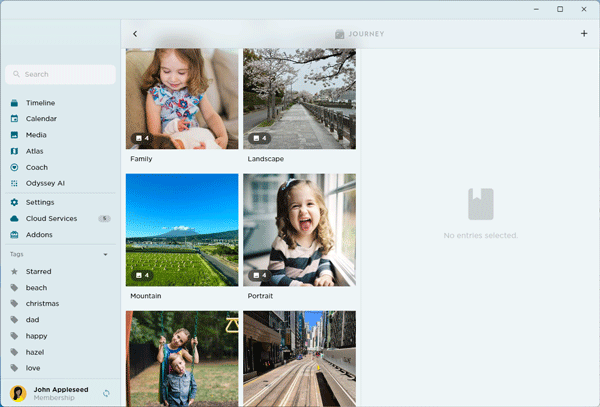 Journey Desktop organizes your photos into similar category.