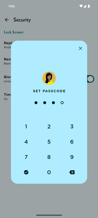 Setup passcode in Journey journal and diary app.