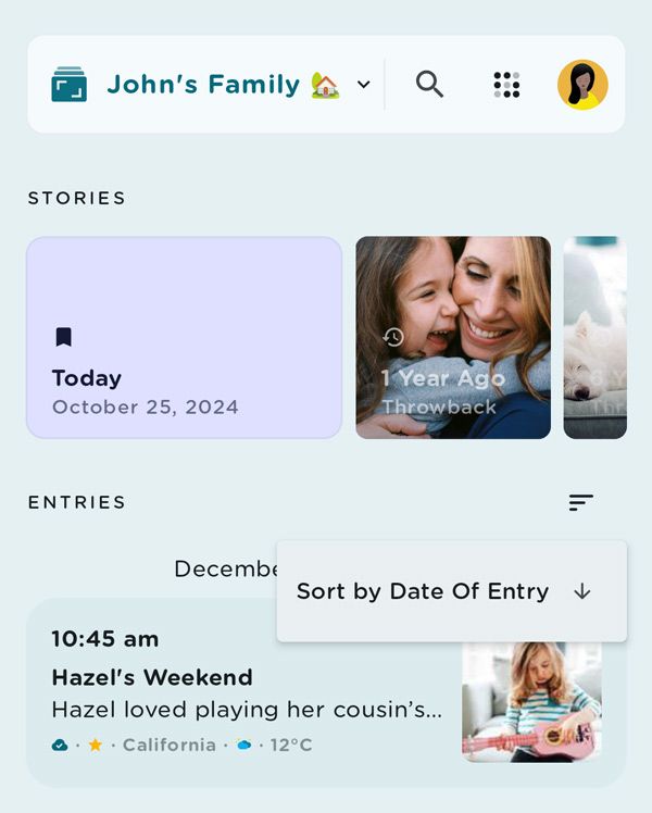 Sort the journal entries by date in Journey.