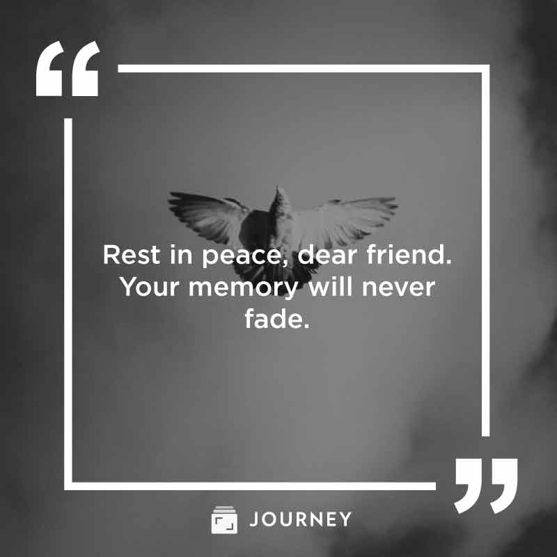 Rest In Peace Quotes, "Rest in peace, dear friend. Your memory will never fade."