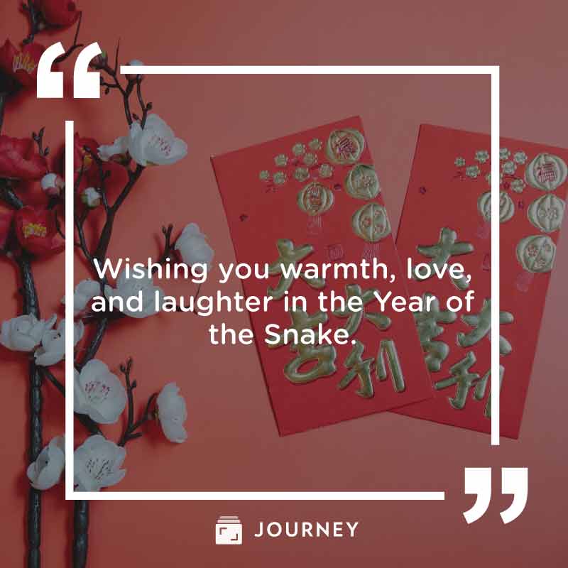 Chinese New Year Wishes & Lunar Greetings, "Wishing you warmth, love, and laughter in the Year of the Snake."