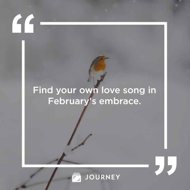 Uplifting February Quotes, "Find your own love song in February's embrace."