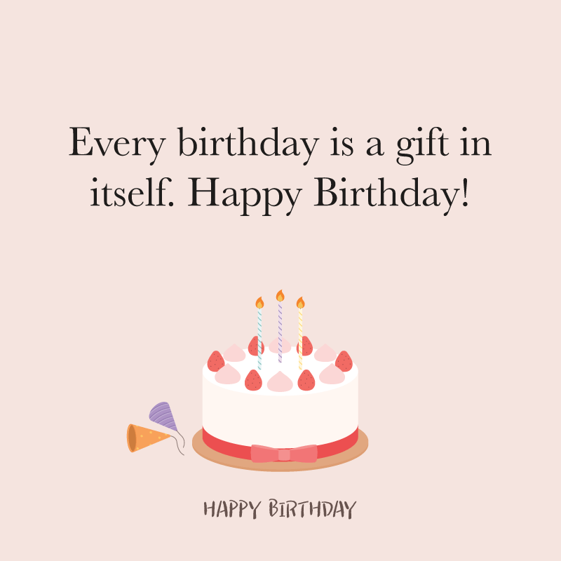 Happy Birthday Wishes: "Remember, every birthday is a gift in itself. Happy Birthday!"