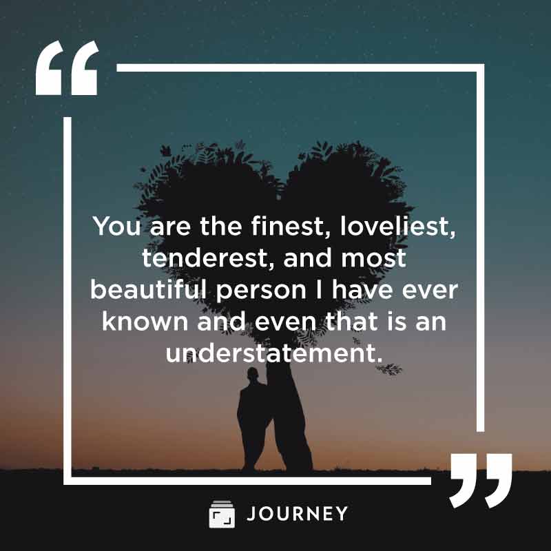 Happy Valentine's Day Quotes, "You are the finest, loveliest, tenderest, and most beautiful person I have ever known and even that is an understatement."