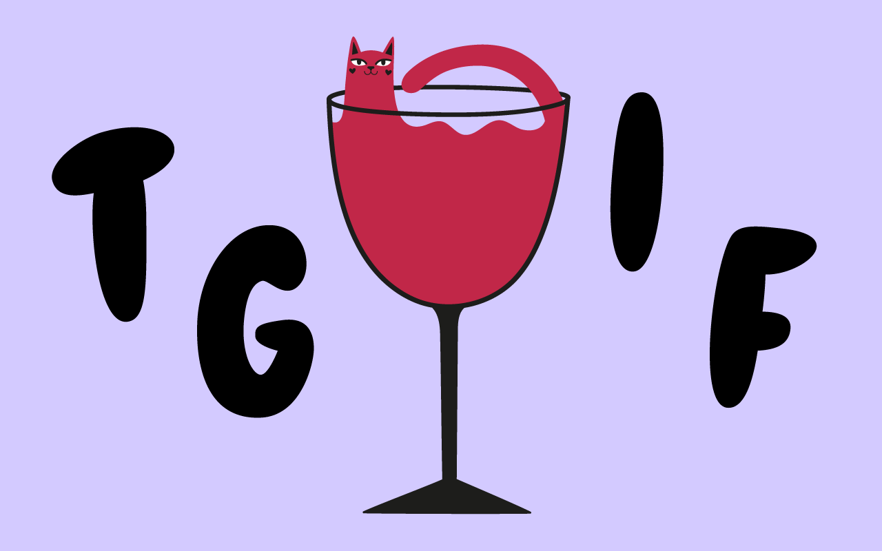 Cat in wine glass celebrating TGIF!